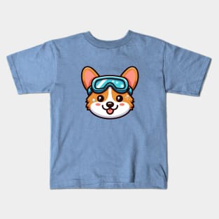 Swimming corgi puppy Kids T-Shirt